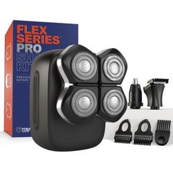FlexSeries Pro Electric Head & Body Shaver - Mens Cordless Rechargeable Wet/Dry Skull Bald Head Back & Groin