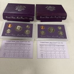 1988 S -1989 S  MINT PROOF SETS 