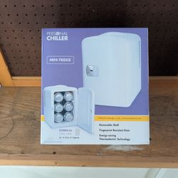 Personal Mini Fridge For Desk Holds Six Cans