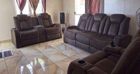 Brown Reclining Sofa Set – 3 Pieces