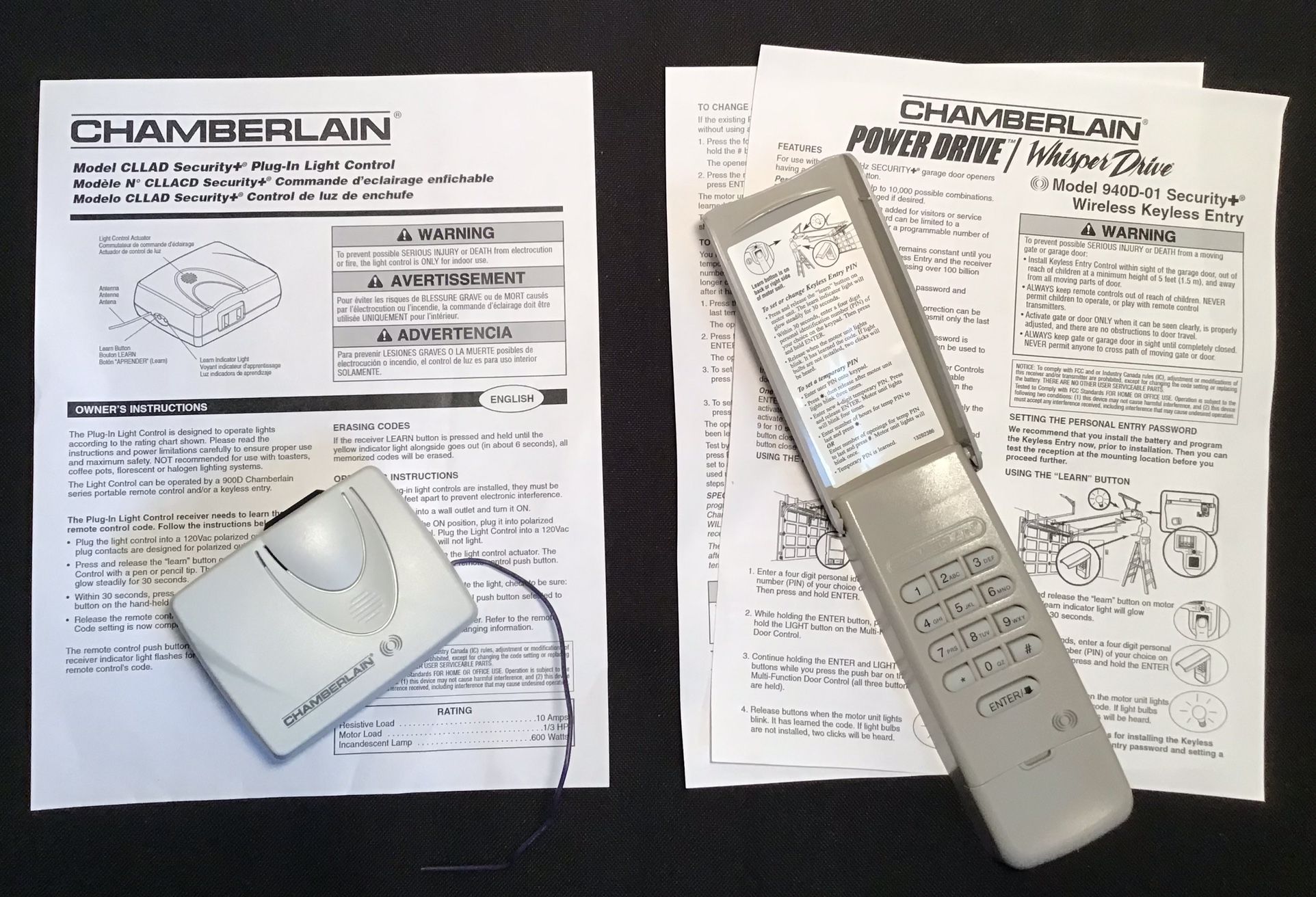 Chamberlain Garage Door Keyless Entry and Automatic Light Control 