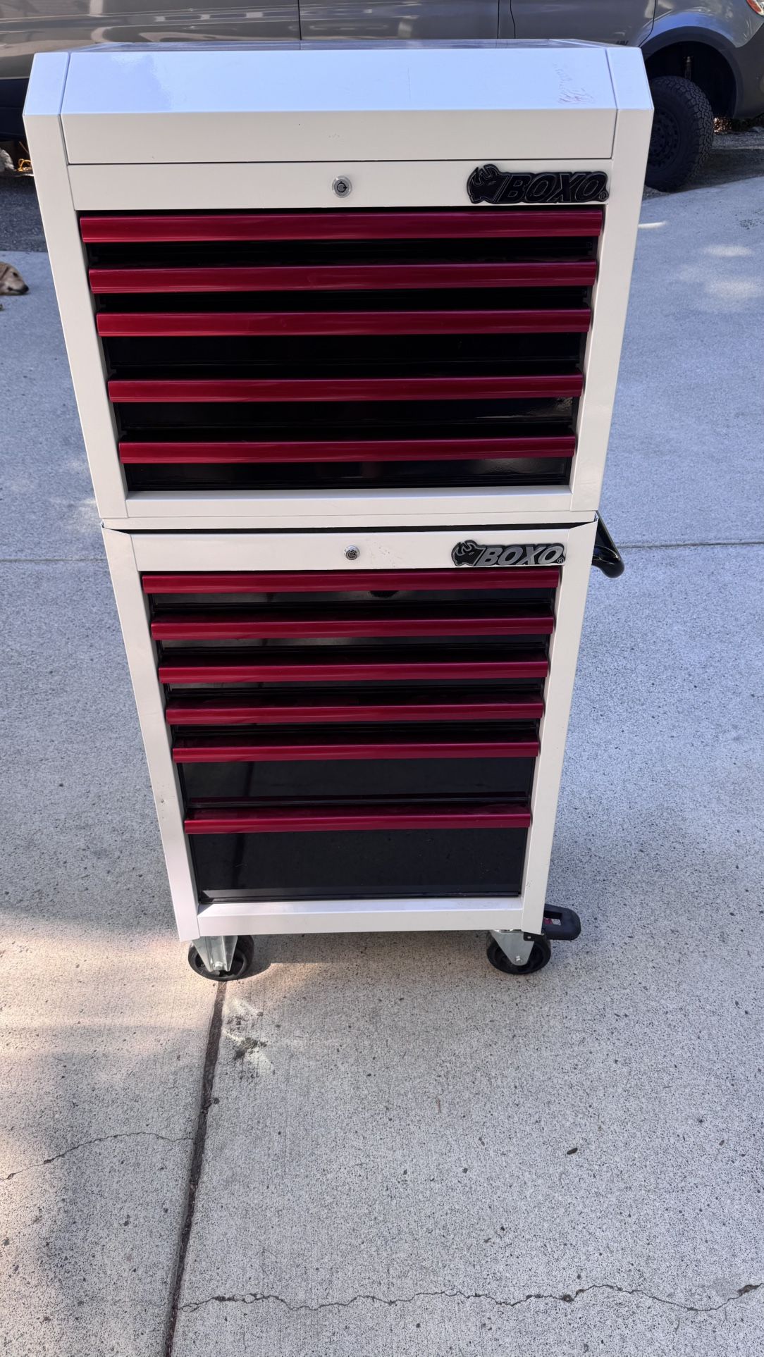 Boxo Pro Series 26” Top Tool Box, Bottom Rolling Cart And All Tools Pictured