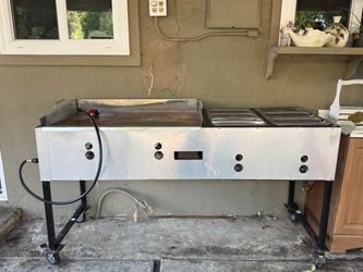 Commercial Gas Griddle with Steam Table Cart