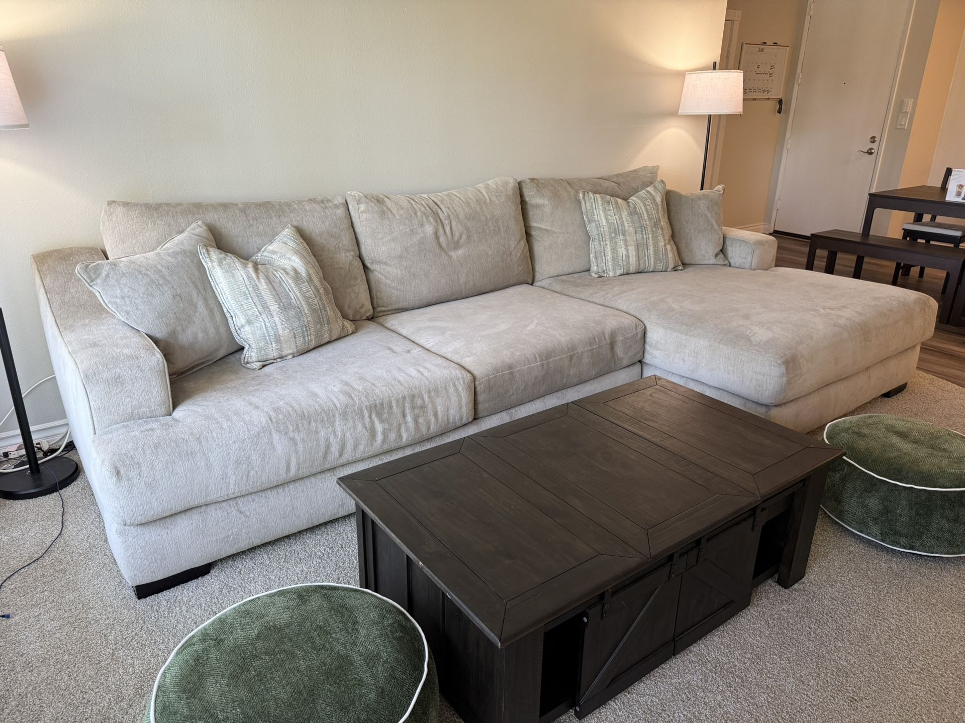 LRG Beige Sofa Chaise/Couch
