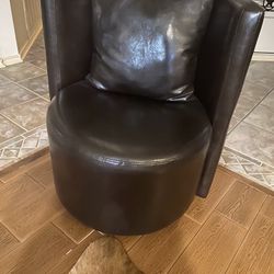 Dk Brown All Leather Reclining Loveseat And Chair With Swivel Chair All Matching