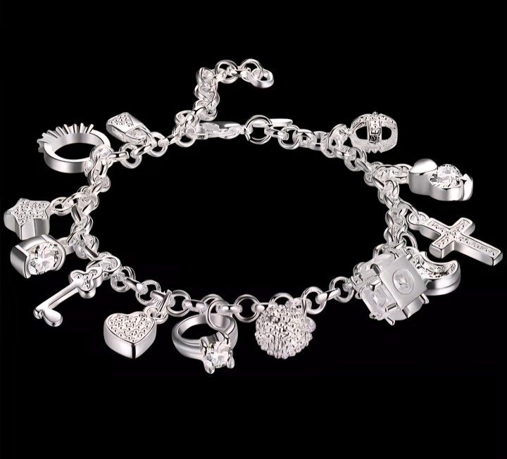 Romantic Silver Charms Bracelet