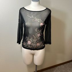 The Limited Brand, 100 Percent Nylon Sheer Pretty Black Top 