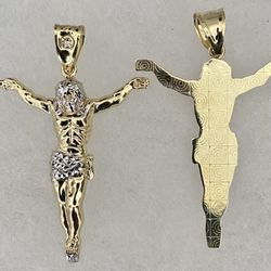 10k Real Gold Jesus Body Pendant Charm 2 inch 