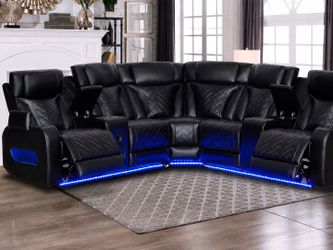 Black Sectional w/ Power reclining Seats & Bluetooth speakers