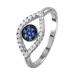 Evil Eye Protection Ring Sterling Silver 