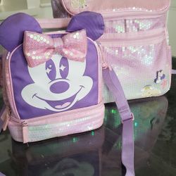 Disney Store Minnie Mouse Backpack and Lunch Bag