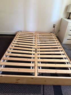 Wood Slat Bed Frame with Metal Hardware