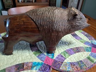 Buffalo Carved Iron Wood