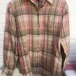 Lauren Ralph Lauren Preowned Womens Plaid Linen Shirt Size S