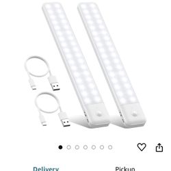 80LEDs Under Cabinet Light 2 Pack, Motion Sensor Led Light Indoor,USB C Rechargeable Closet Under Counter Lighting, 12.6inch Battery Powered Operated 