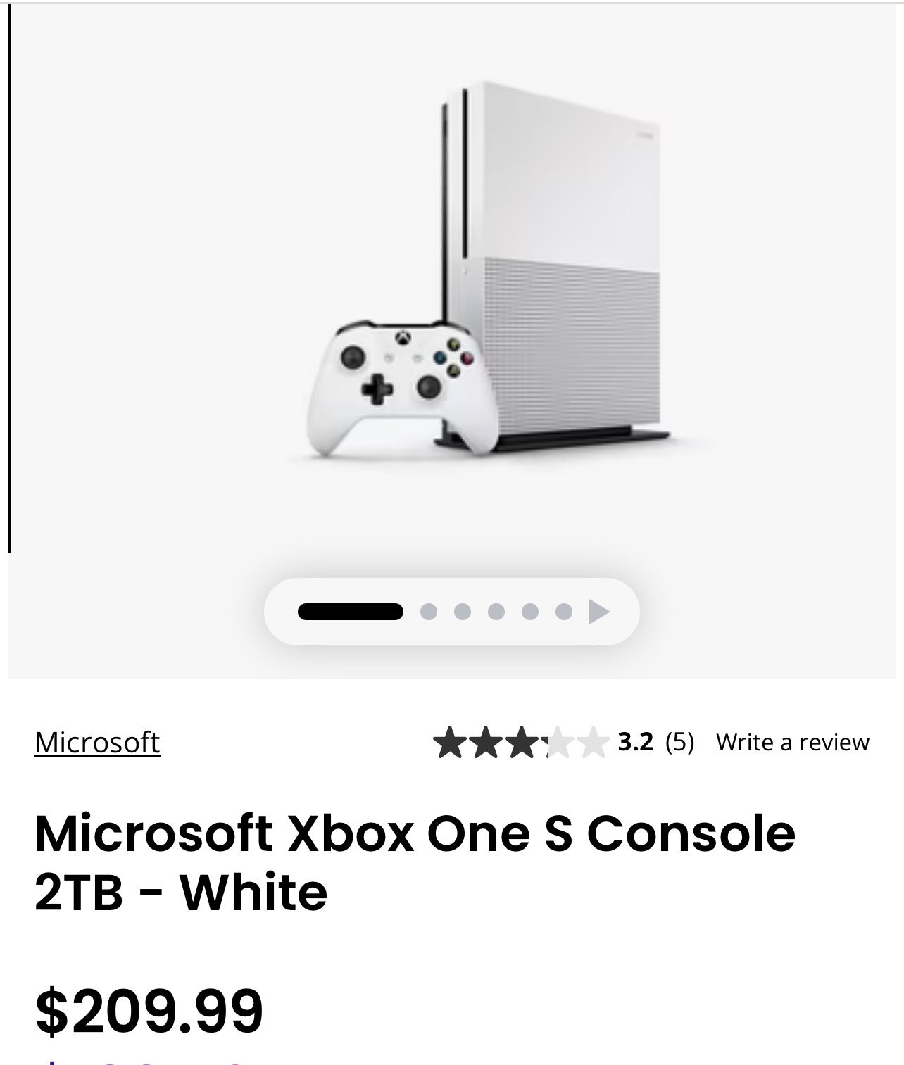 Microsoft Xbox One S Console 2TB - White
