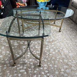 Beautiful Brass And Beveled Glass Living Room Tables 