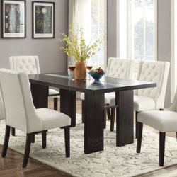 Espresso And White 7pc Dinning Table Set 