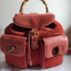 Gucci Bamboo Suede Alcantara Backpack