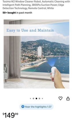 Tosima W2 Window Cleaner Robot, Automatic Cleaning with Intelligent Path Planning, 3800Pa Suction Po