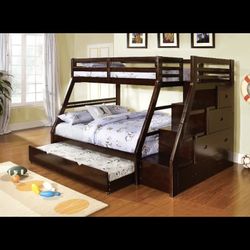 Twin Over Full Bunk beds With Storage And Mattresses Included