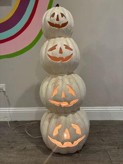 Halloween Ceramic Stacked Light Up Pumpkins