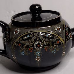 Vintage Gibson Clifton Gold Black Teapot Hand Painted  England