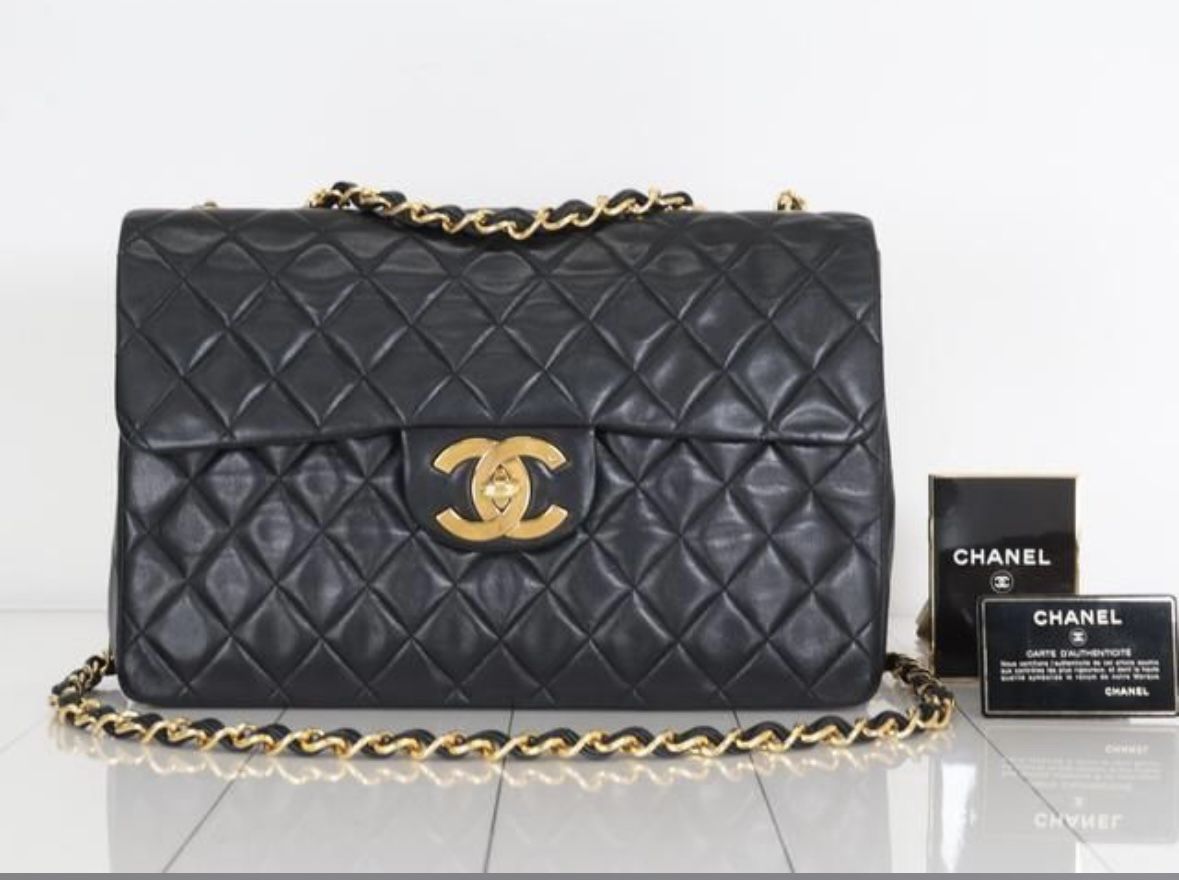 Chanel Single Flap Lambskin jumbo maxi Shoulder Bag-Vintage 90’s