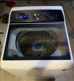 GE Profile PTW705BSTWS 5.3 cu ft Washer + Supco Inlet Hose — Never Used