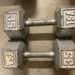 35 Lb Pound Steel Hex Dumbbells Set TSA 