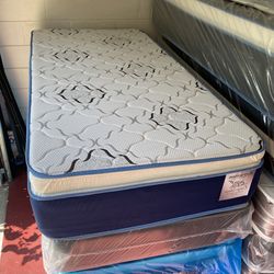 Twin Size Mattress Pillow Top 14 Inches Excellent Comfort New From Factory With it’s Plastic Available in All Size Delivery Same Day