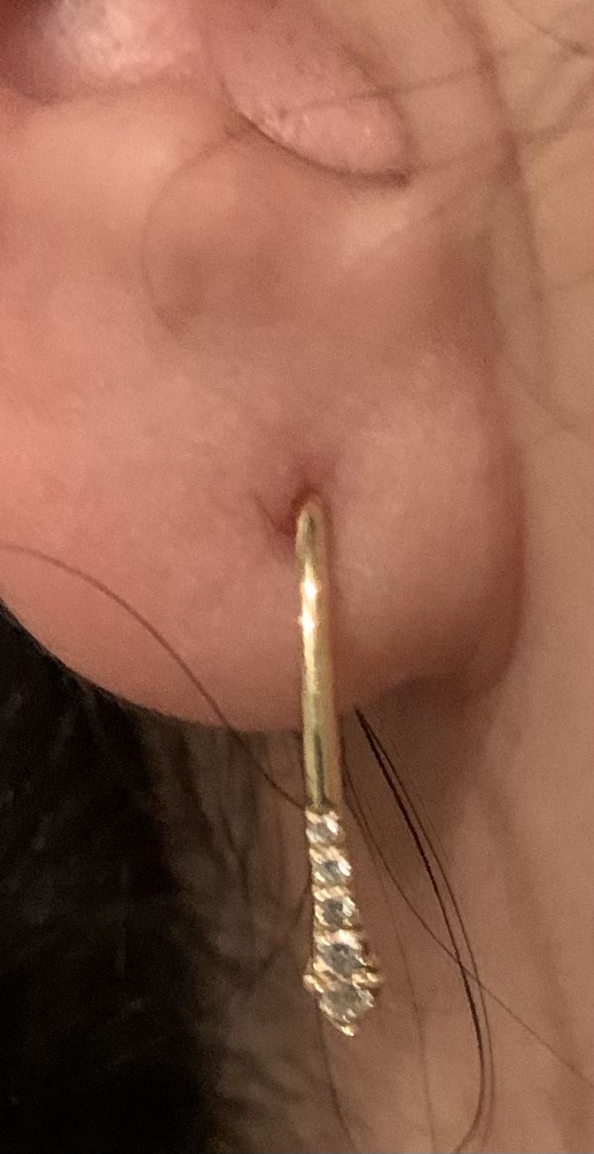 14k Solid Yellow Gold 0.124ctw Round Lab Grown Diamond Fish Hook Earrings