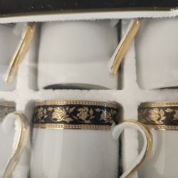 Espresso porcelain set of 6 cups and 6 saucers for $15