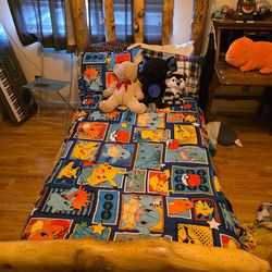 Kids Log Twin Bed Head Board Footboard