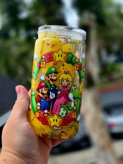 Mario Brothers kids friendly cup snowglobe tumbler 16oz lava lamp style great for gifts