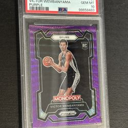 Victor Wembanyama 2023 Purple Prizm Monopoly PSA 10