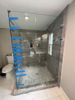 Shower door and mirror