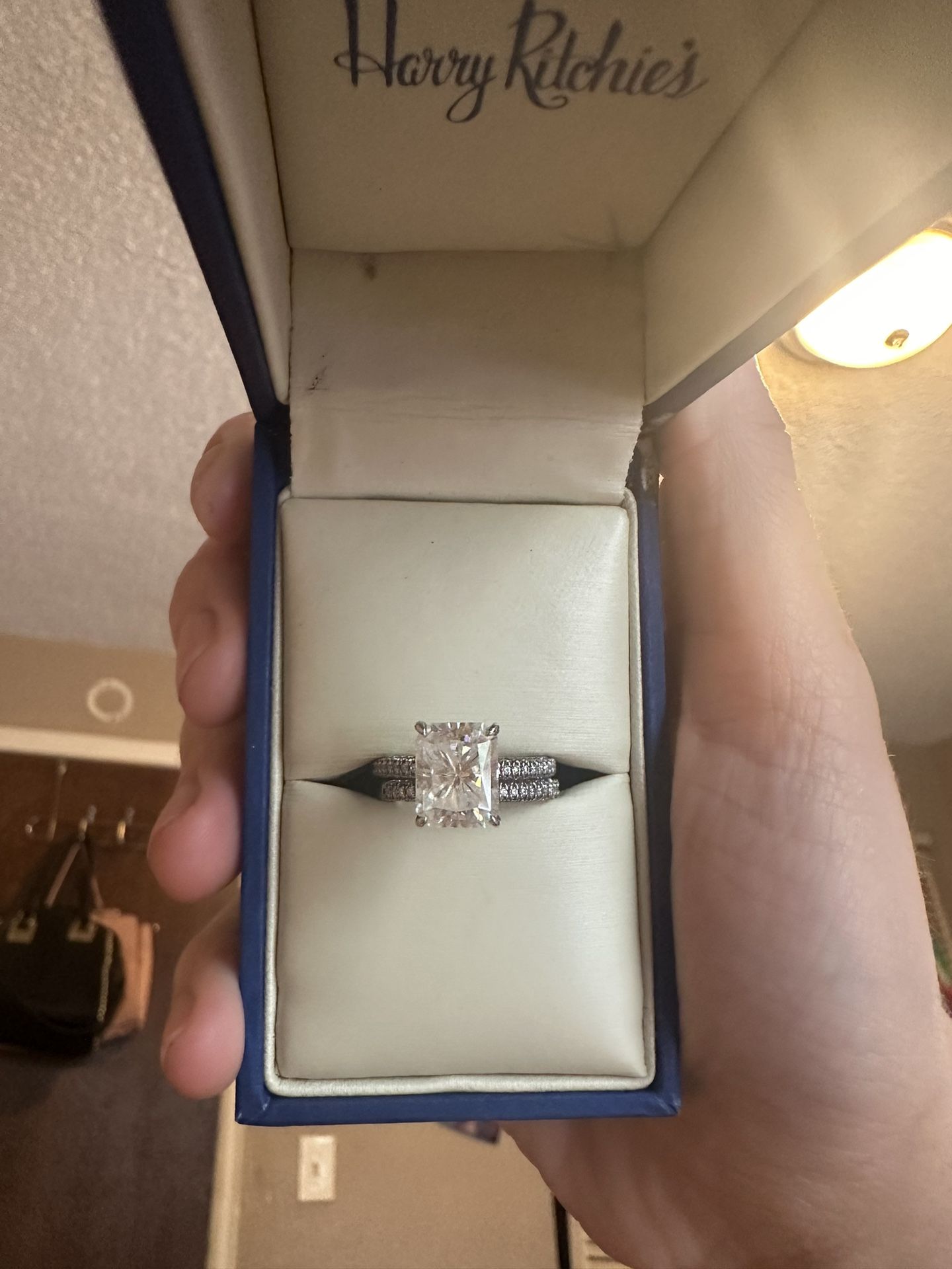 4 Carat Radiant Cut Moissanite Bridal Ring Set