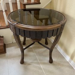 Round Wooden End Table