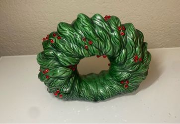 Vintage Ceramic Light-Up Christmas Wreath