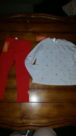 New Sz 4 4T girls Gymboree two-piece heart themed winter outfit Valentine's Day leggings long-sleeve sweatshirt top shirt