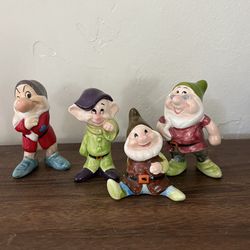 4 Vintage Disney Snow White and Seven Dwarves Ceramic Figurines (Made in Japan)