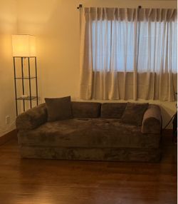 Brown Corduroy Chaise Lounge Sofa