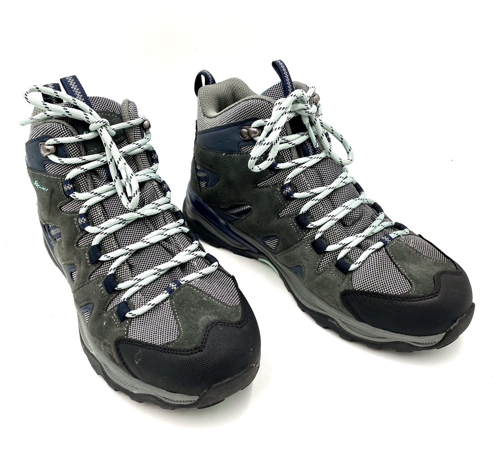Eddie Bauer Women's Lake Union Gray Teal Waterproof Ankle Hiking Boot Size 8.5 M