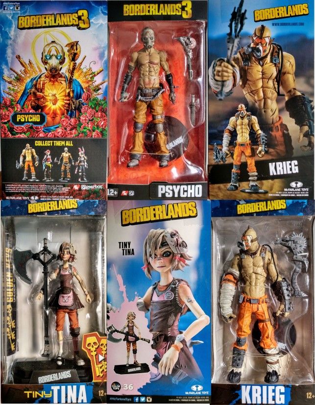 BORDERLANDS, McFARLANE TOYS, PSYCHO, TINY TINA & KRIEG.
