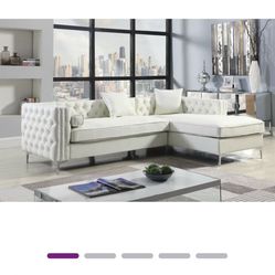 Brand New Wayfair White faux Leather Sectional Thumbnail
