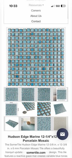 SomerTile Hudson Edge Marine 12-1/4"x12-1/4" Porcelain Mosaic Tile