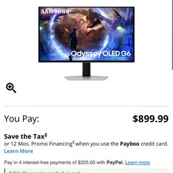 SAMSUNG 27” Odyssey OLED G6 (G60SD) Series Gaming Monitor with QHD & QD-OLED, 360Hz 0.03ms, AMD FreeSync Premium Pro, Anti-Glare, Sleek Design, Coolin