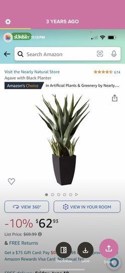 Agave with black planter fake artificial plant