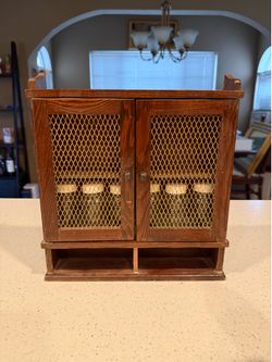 Primitive Farmhouse Wood Spice Cabinet Rustic Cottage Wall Cabinet With Jars